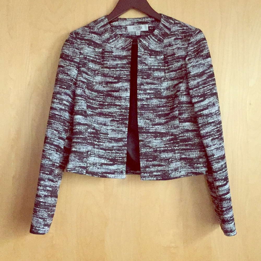 EUC Kasper B&W Cropped Open Jacket Sz 4